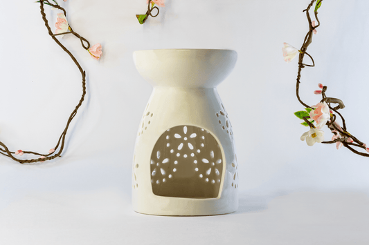 Tall White Wax Burner - Alchemy and Rose